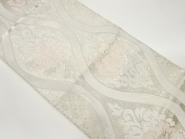 立涌に花模様織出し袋帯